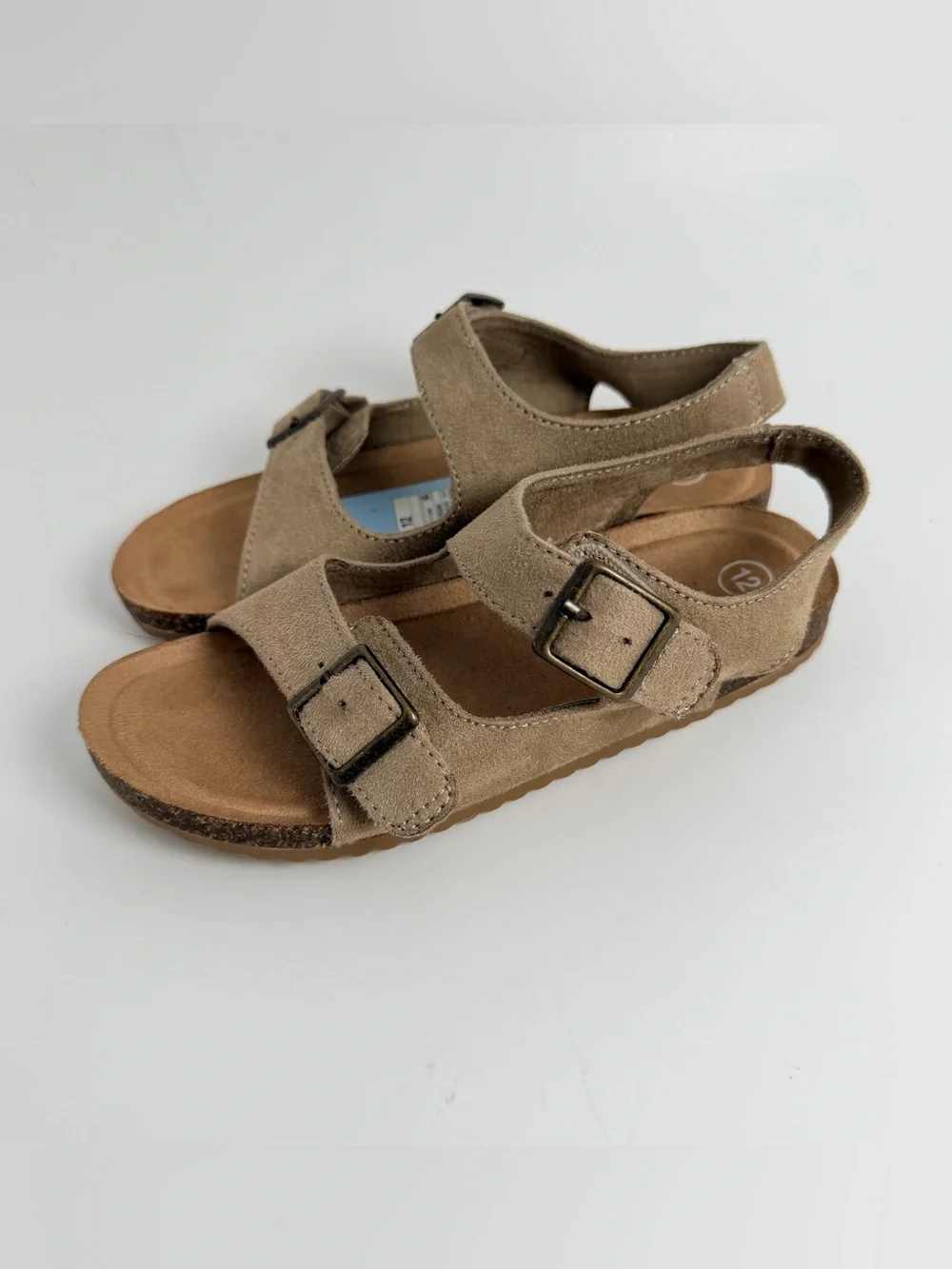 Cat & Jack Beige Suede Double-Buckle Kids Sandals 075